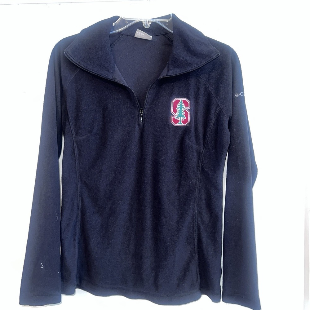 Columbia 1/4 Zip Black Fleece with Stanford University Logo Size S Women *READ*